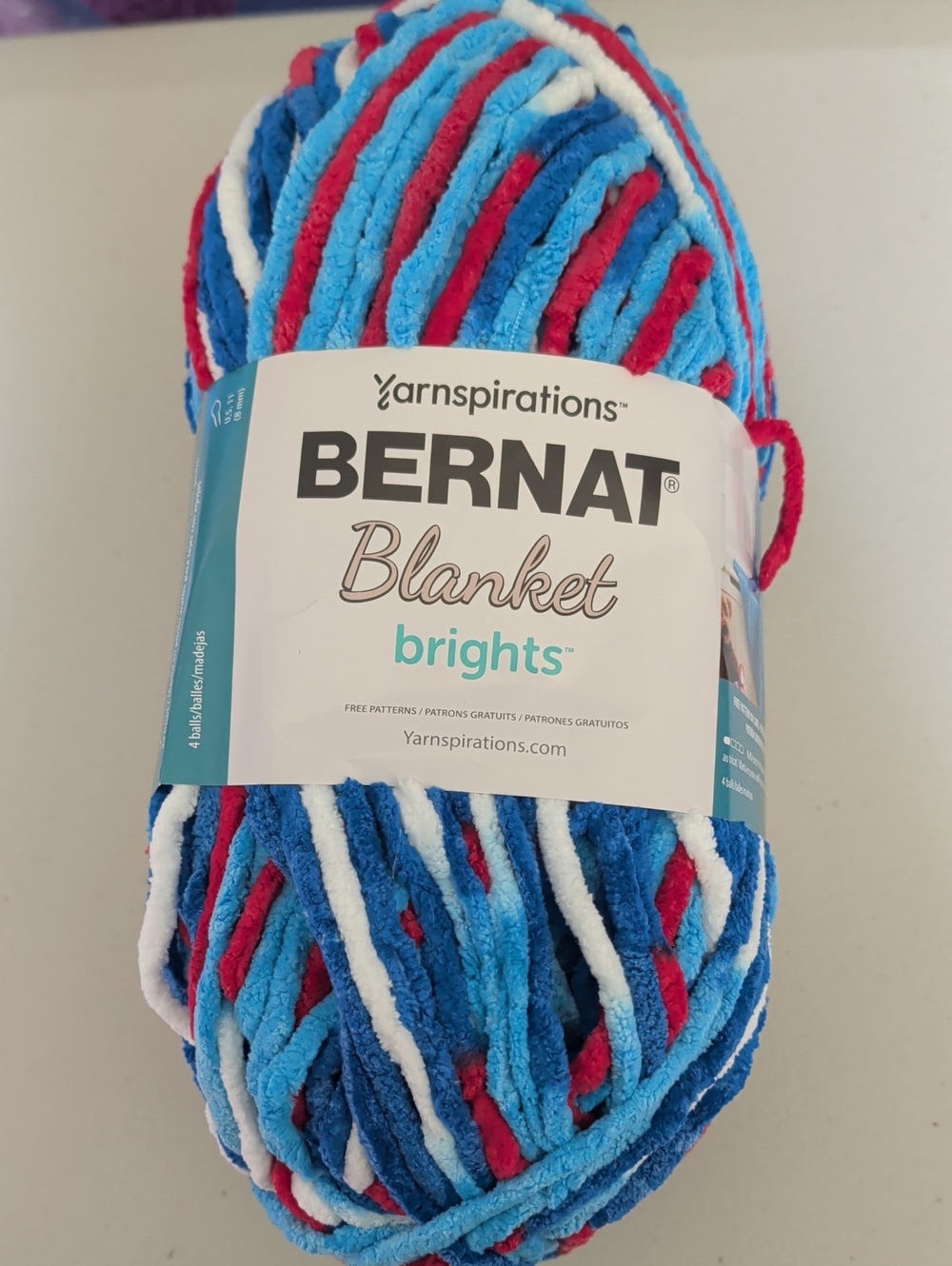 Blanket Brights Plush Yarn - Red, White, And Boom
